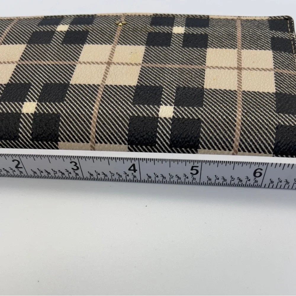 Kate Spade New York Checked Pattern Zip Wallet - Black & Cream